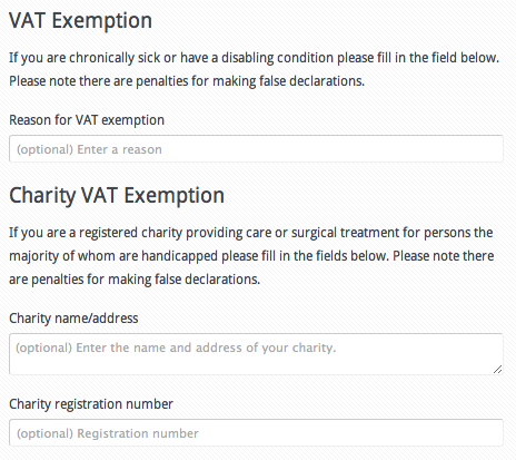 Checkout VAT Exempt basic form for WooCommerce store