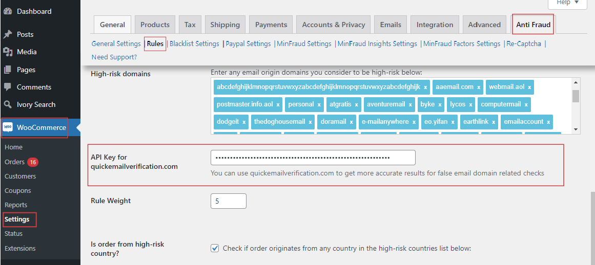 quickemailverification-anti-fraud-Integration-rules-tab