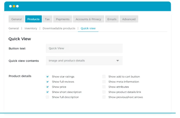 Customize the Quick View