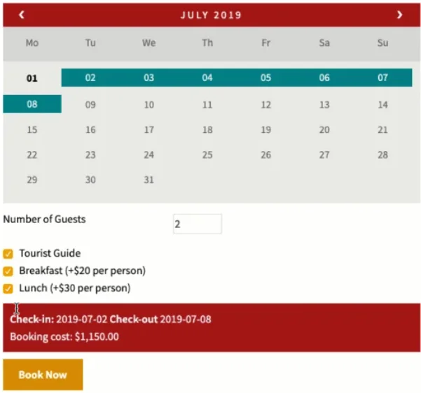 Dynamic Booking Cost Calculation