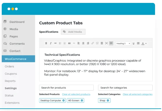 Flexible tab content