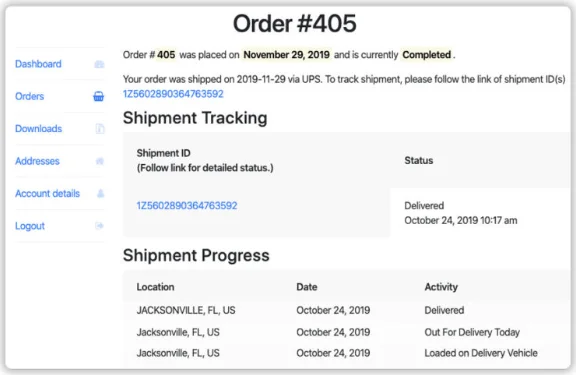 Let Customers view their Live wOOcOMERCE order Tracking Details