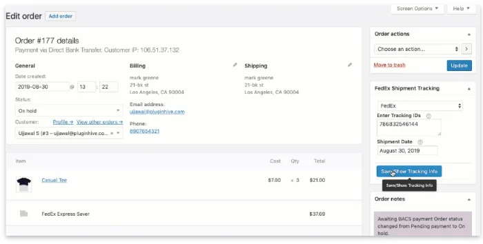 SEND FedEx TRACKING DETAILS TO YOUR CUSTOMERS