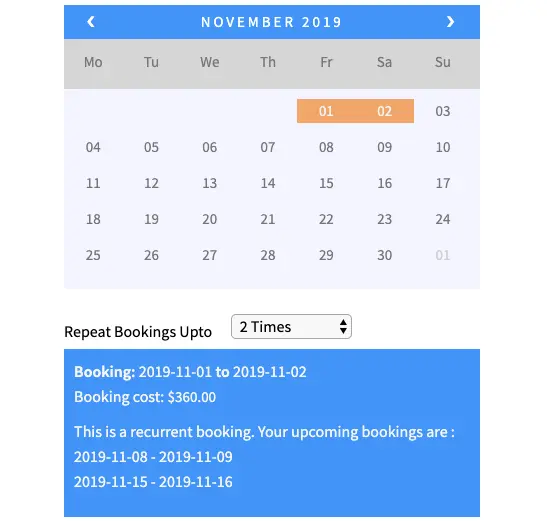 Place a Recurring Booking
