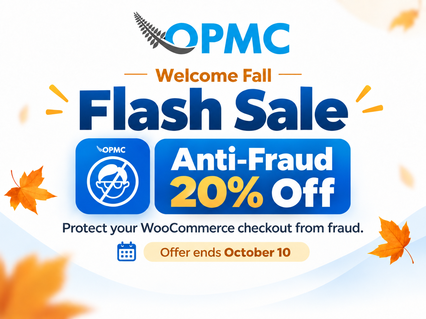 Anti-fraud Fall sale ad. 20% off thru Oct 10